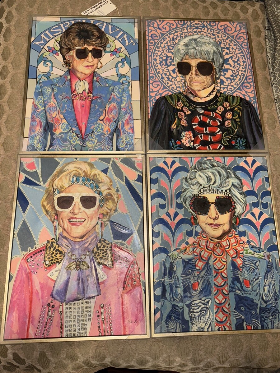 Golden Girls Framed Canvas Artist Heather Perry Set Of