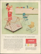 1959 Vintage ad for Cosco Metal Household furniture`retro playpen      042618)