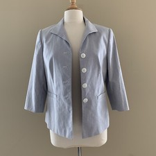 NWOT Brooks Brothers Seersucker Pinstripe Blue White Blazer Womens Size 6 Cotton