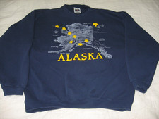 vintage Tultex Men's Alaska Map Pullover Sweatshirt Large