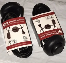 9Ft 3Outlet 2Prong Indoor Foot Switch Power Extension Cord Cable With Pedal 2Pak