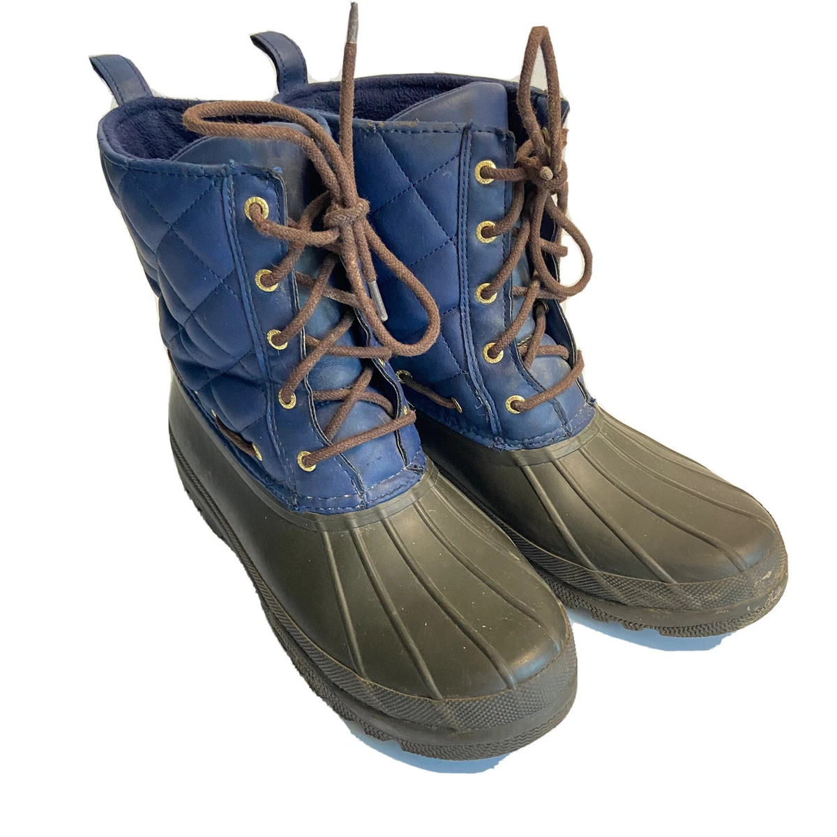 Sperry Top Sider Gosling Duck Rain Boots Womens Size 9 Waterproof Navy Quilted