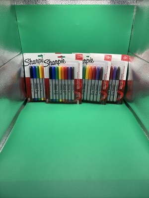 Sharpie Permanent Markers 8 count Fine point & Ultra Fine point Colors Lot Of 4