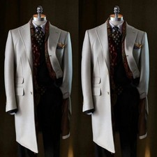 Wool Men's Long Overcoat Formal Business Winter Outwear Cashmere Men Long Jacket