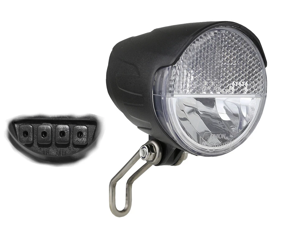 UNION Fahrrad LED Scheinwerfer 30 Lux Sensor, Standlicht Fahrradlampe Nabendynamo