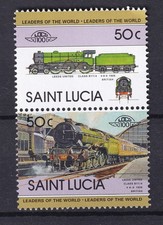 🦬Timbre de Sainte Lucie - Luxe **- 50 c Trains - 1983🦬