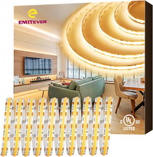 EMITEVER COB LED Strip Lights Warm White 32.8Ft, 3000K 24V Dimmable Tape Light P