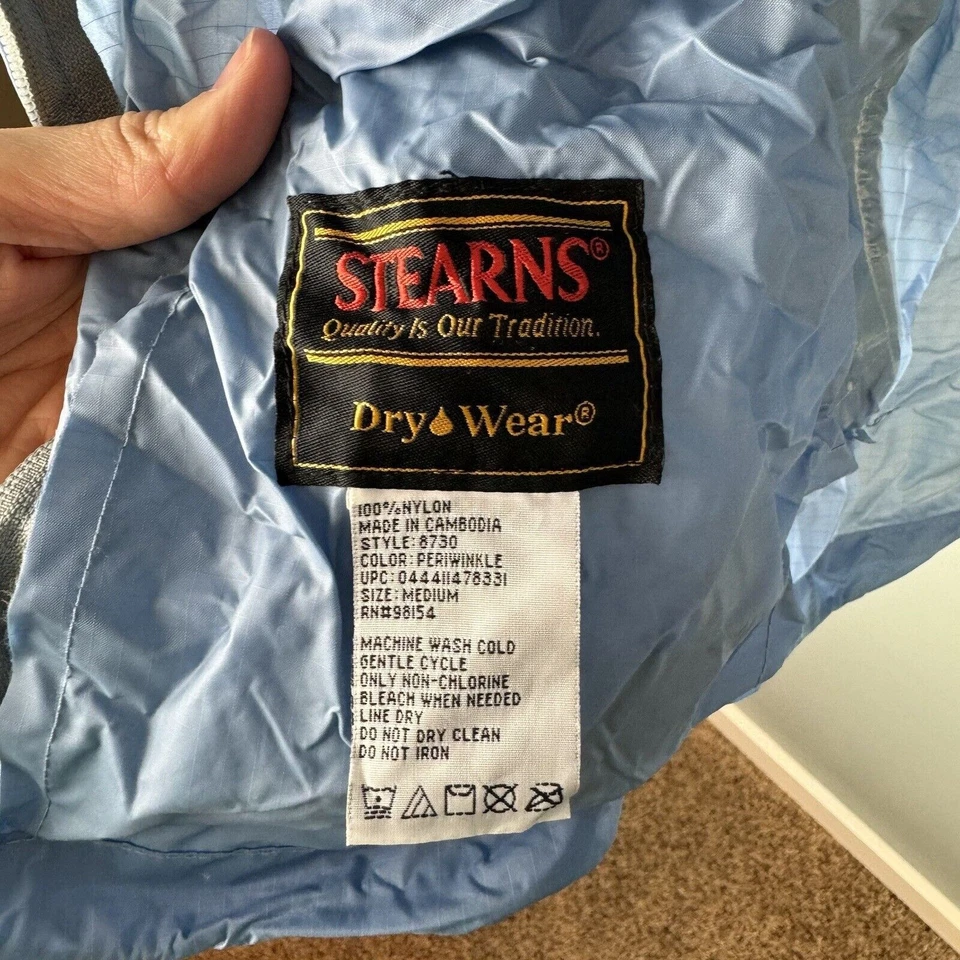 Chaqueta de lluvia Stearns vintage azul empacable con capucha y cremallera para mujer mediana Foto 4 de 4