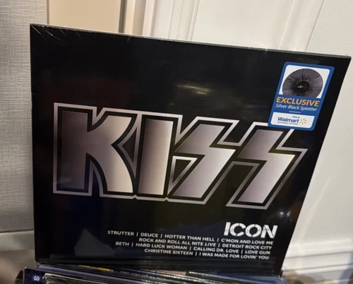 KISS ICON Silver Black Splatter Vinyl LP Exclusive New Sealed