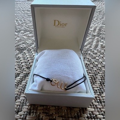 Authentic Dior Oui Bracelet Rose Gold Diamond Black Cord Bracelet