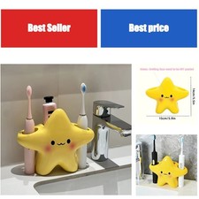 Star-Shaped Toothbrush Holder Cute Face Bathroom Organizer Freestanding