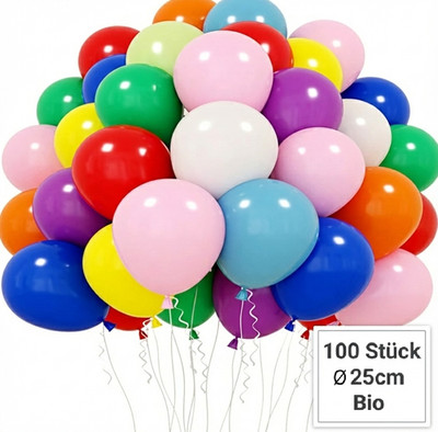 100x Luftballons Bunt Bio Ballons Ballon Luftballon Helium Geburtstag Latex Deko