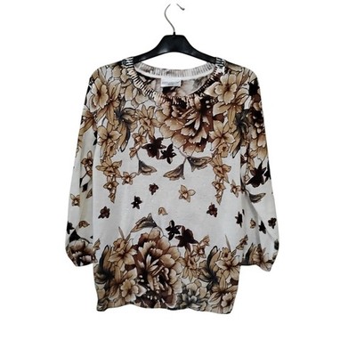 Rebecca Malone Petite Women's Floral Rhinestone Top Size M