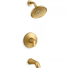 KOHLER Cursiva 3-Spray Tub and Shower Faucet in Vibrant Brushed Moderne Brass