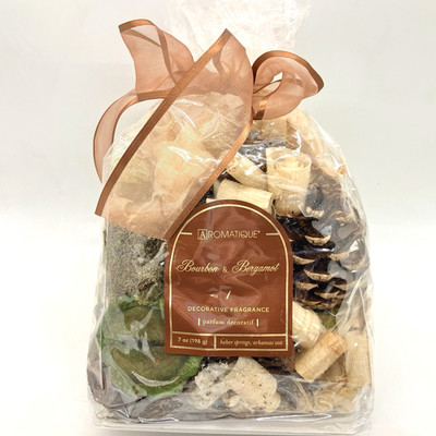 Aromatique Bourbon & Bergamot Scented Potpourri 7oz Bowl Filler Cozy Mahogany