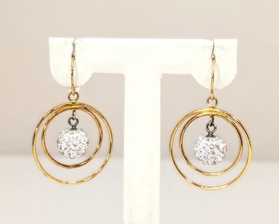 Ohrringe 10 Karat Gold Spirale mit synthetischen Steinen