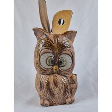 Vintage USA Owl Utensil Holder Cross Eyed Bab...