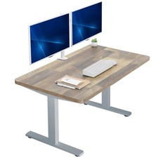 VIVO Electric 43” x 24” Stand Up Desk | Reclaimed Wood Table Top, Gray Frame