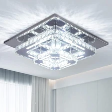 Modern LED Chandelier Crystal Ceiling Light Fixture Square Mini Pendant Lamp ...