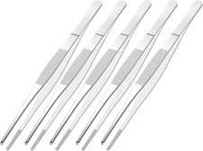 5 PCS 5.5 Inch Stainless Steel Tweezers, with Straight Round Blunt Serrated Tip,