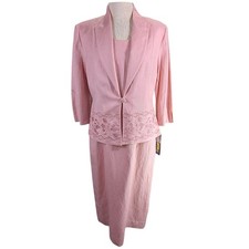 NEW Jessica Howard Mother Bride Groom Dress Jacket Womens 12 Linen Blend Pink