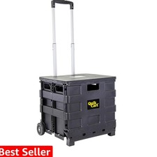 Quik Cart Sport Collapsible Rolling Crate on Wheels for Teachers Tote Basket ...
