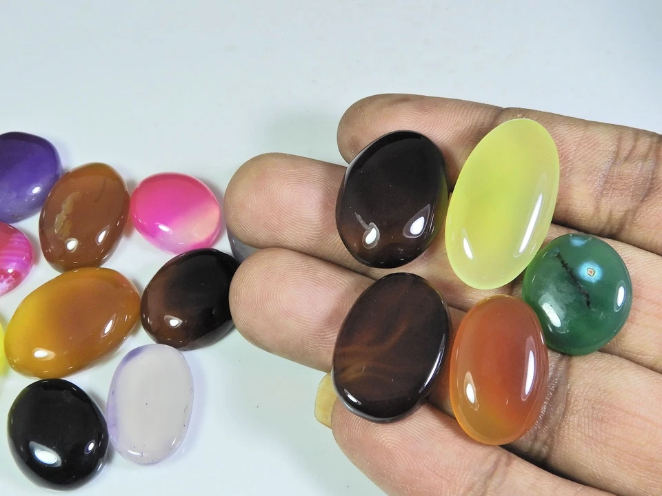 276Cts. Natural Onyx Agate Ring Size Oval Cabochon Loose Gemstone 15Pcs Lot - Image 3 of 4
