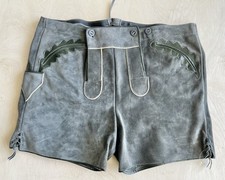 Vintage Authentic Lederhosen Oktoberfest Bavarian Leather Suede Hotpants 40"-42"