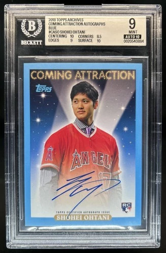 2018 Topps Archives Shohei Ohtani Coming Attraction Auto RC Blue #/25 BGS 9/10