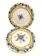 Rafaellesco 2pc Set 10" Salad Plates Wide Rim Deruta ITALY Hand Painted Dragons