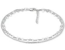 Giani Bernini Sterling Silver Double Row Heart Link & Rope Ankle Bracelet $100