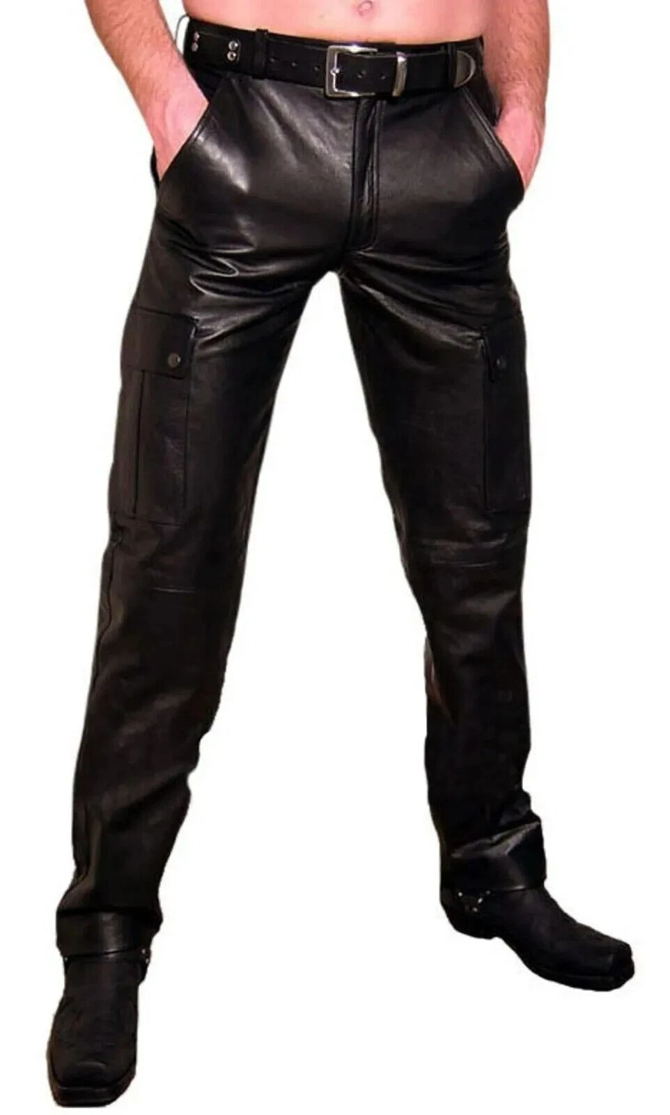 New Leather Pant For Men's Real Black Lambskin Leather Jeans Style Trouser
