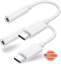 Paquete de 2 adaptadores USB C a conector auriculares de 3,5 mm cable adaptador