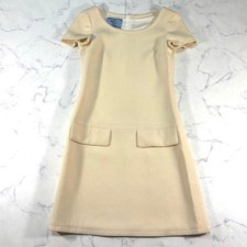 PRADA Dress Size 38 Virgin Wool Flap Pocket Short Sleeve Ivory Color From Japan