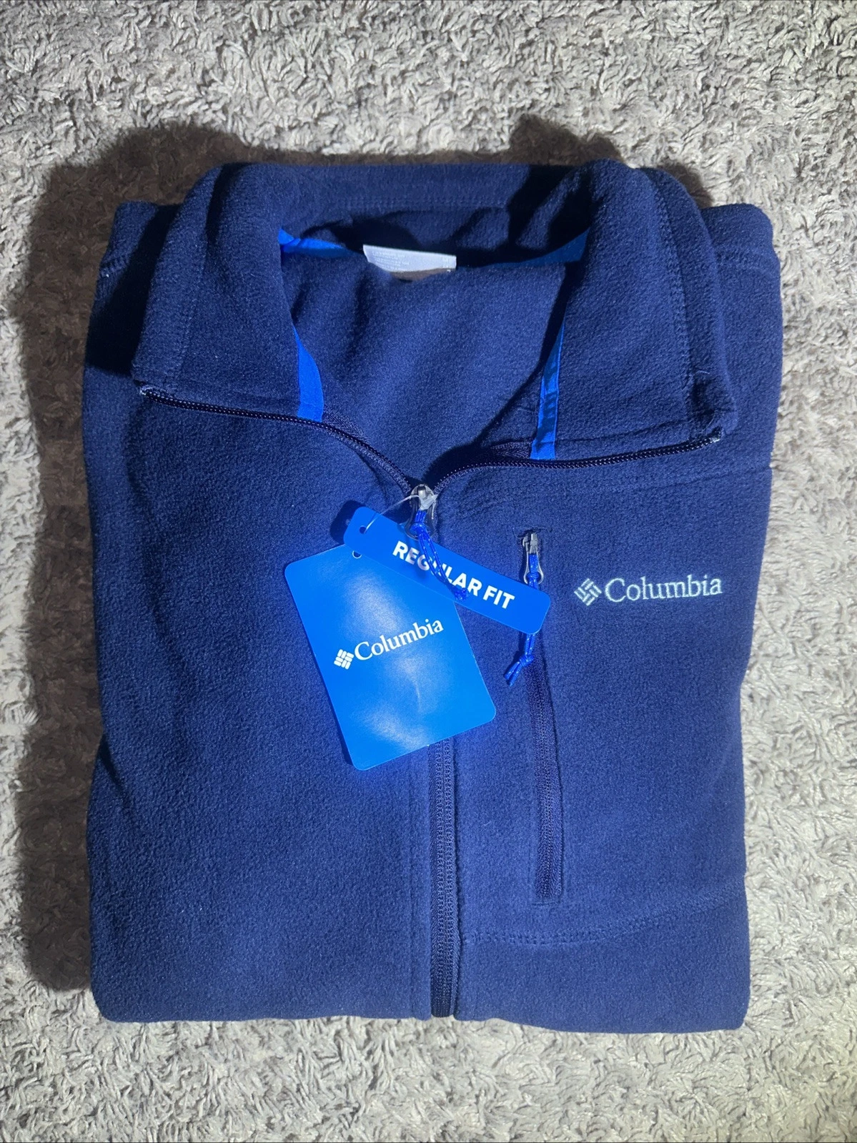 NEW Men's Columbia Navy Blue Fleece Full Zip Jacket Size Medium