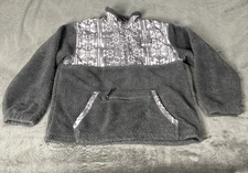 Hooey Jacket Men’s Size M Gray Sherpa Fleece Pullover 1/4 Zip Aztec Western
