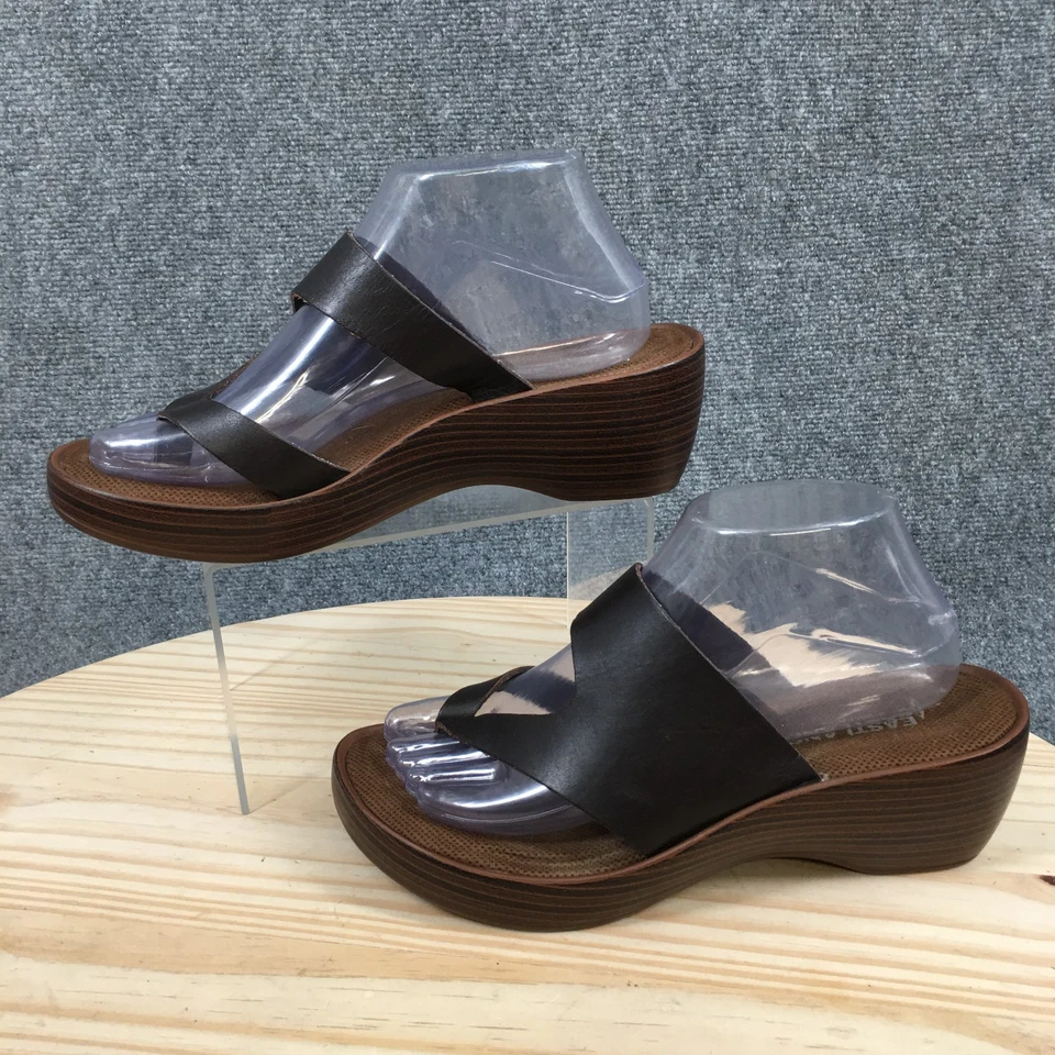 Eastland Sandal Women 8W Brown Laurel Thong Slip On Casual Comfort Wedge Leather - Image 2 of 4