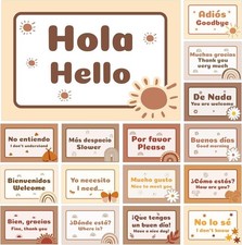 16-Piece Spanish Vocabulary Poster Set - Engaging Bilingual Classroom Decor