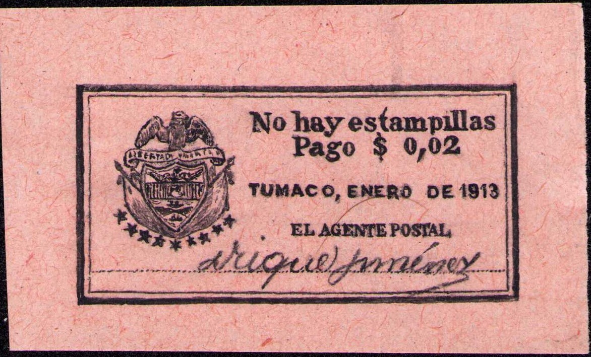 COLOMBIA - TUMACO - 2c PROVISIONAL  HANDPAINTED FORGERY - 1913 - Yv 14 - UNIQUE