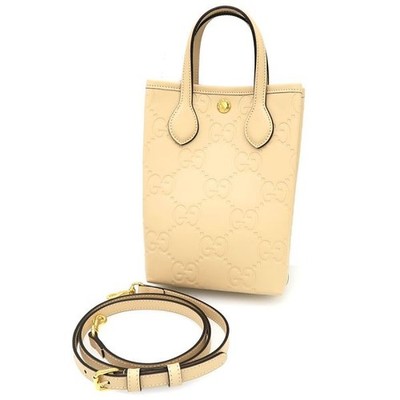 Gucci Super 790133S Beige GG Leather Mini Shoulder Bag 2WAY Used