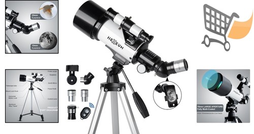 Kids & Adult Telescope 70mm Aperture 500mm Focal Altazimuth Mount Portable - Picture 2 of 9
