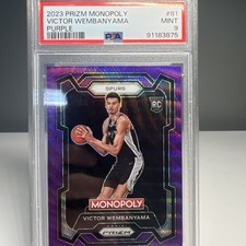 2023 Panini Prizm Victor Wembanyama Purple Rc Monopoly #81 PSA 9 MINT