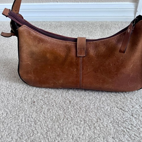 Vintage Brown Genuine Leather Baguette Shoulder Bag Made in Brazil Buckle Detail, $35 - Photo 4
