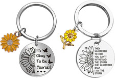 2PCS Sunflower Keychain Gifts, Inspirational Charms for Bestie Bff Friends Femal