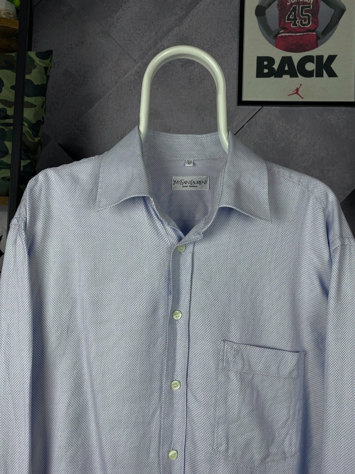 Camicia abito vintage blu Yves Saint Laurent taglia 42 16 5 (1 2)