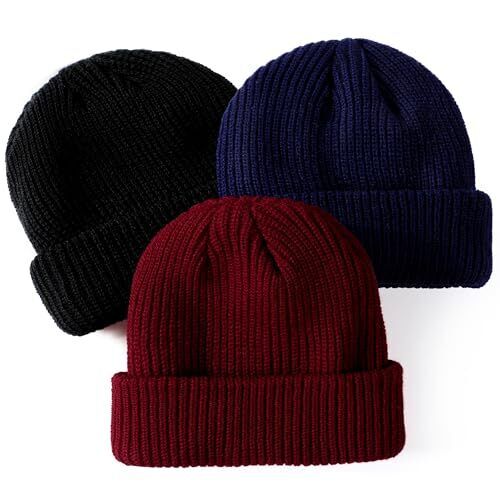 Paquete de 3 gorros para bebé niño niño niña 6-36 meses negro, azul marino, borgoña - Imagen 1 de 7