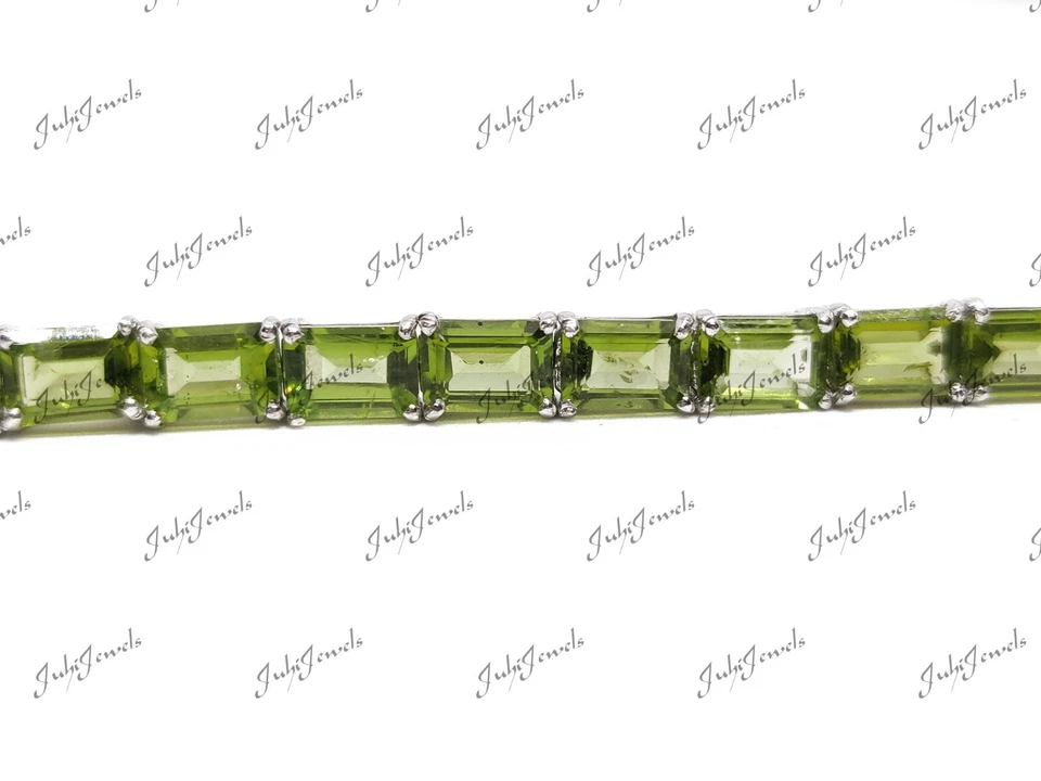 Herren Peridot Tennis Armband 925 Silber Peridot Smaragd Schliff - Bild 3 von 4