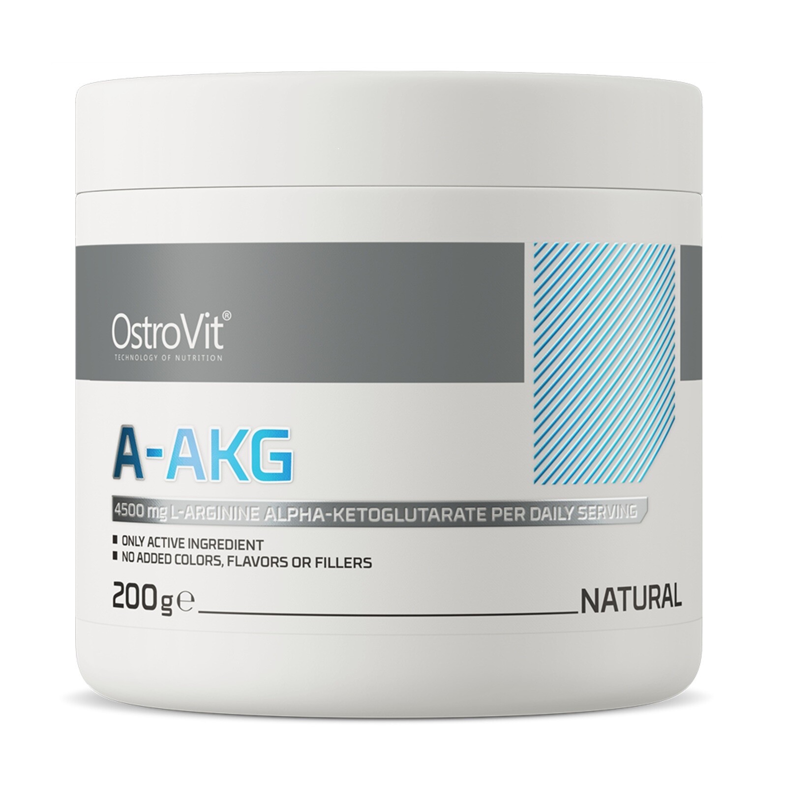 OSTROVIT AAKG UNFLAVOURED A-AKG PRE-WORKOUT POWDER 200G 44 SERVINGS BB 20/12/25