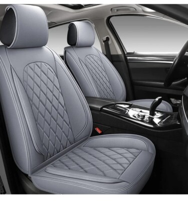 LINGVIDO Breathable Leather Grey Car Seat Covers Universal  Front Only 