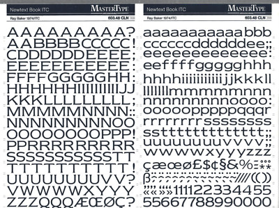 MECANORMA Transfer Lettering Sheet A3 #746 NEWTEXT BOOK ITC 13mm